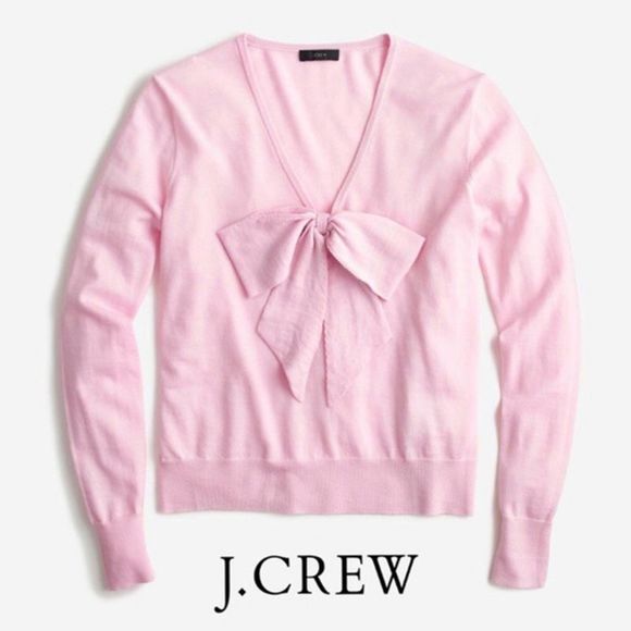 J. Crew Sweaters - J.Crew Pink Merino Wool Bow Tie Sweater